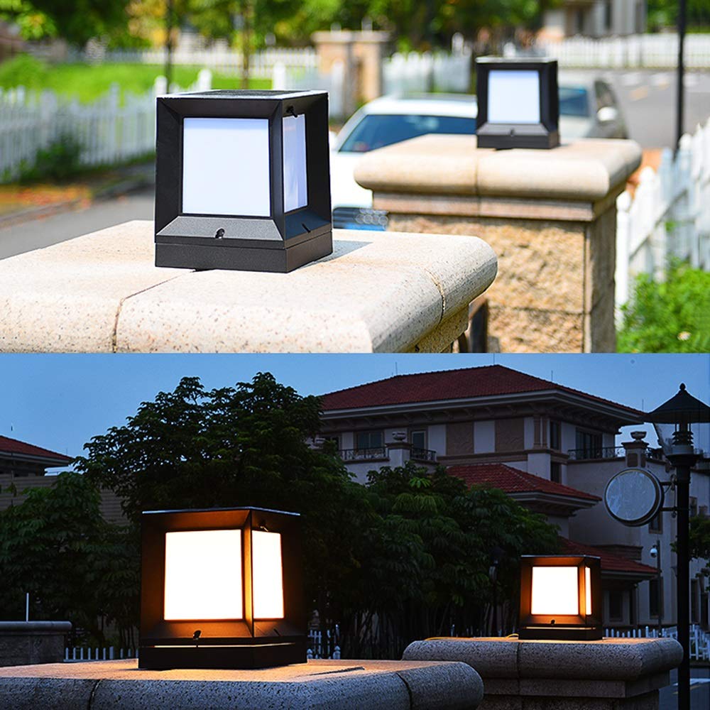 Waterproof Solar Post Light Outdoor Square Column Pillar Lamp