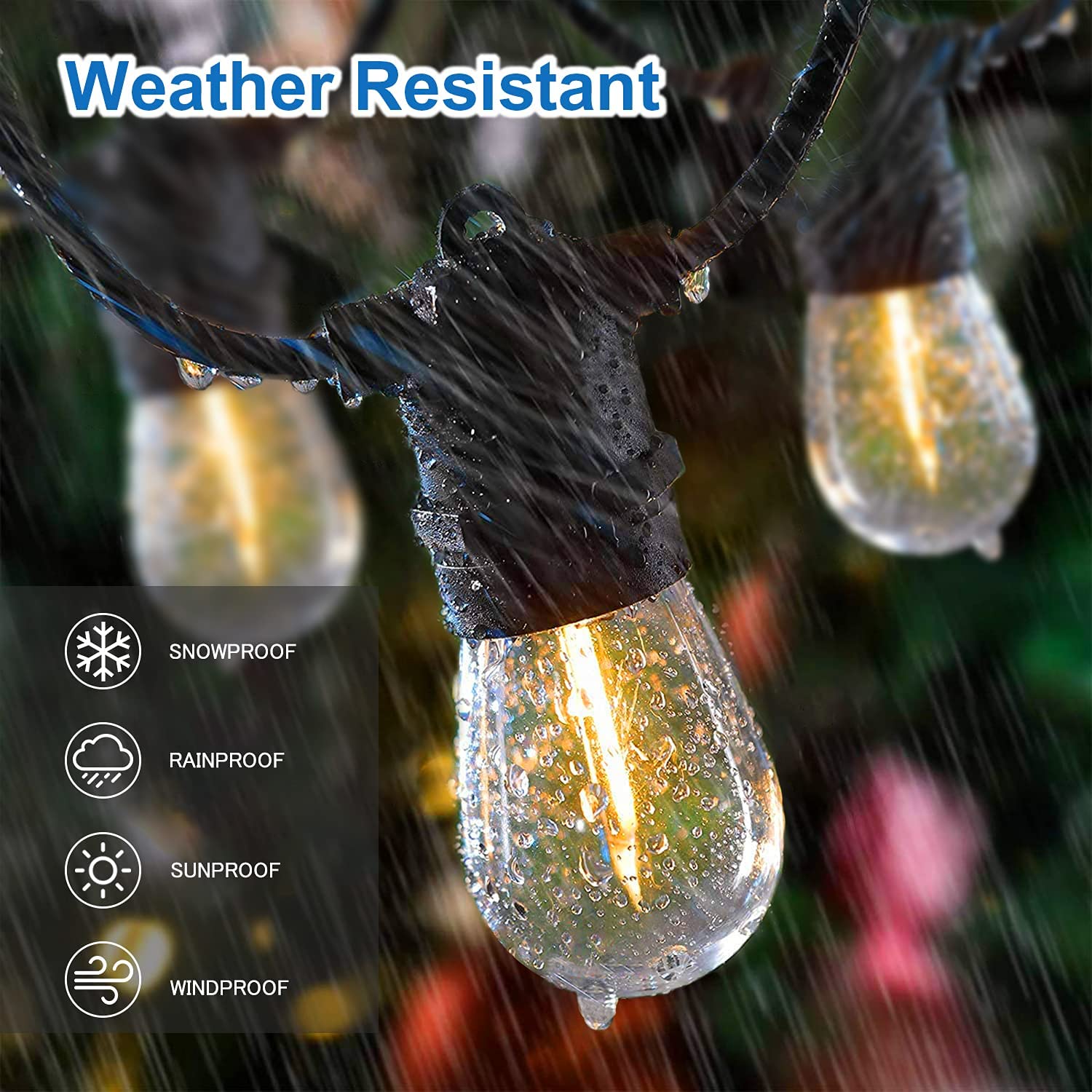 Shatterproof S14 Bulbs Holiday Party Solar String Lights
