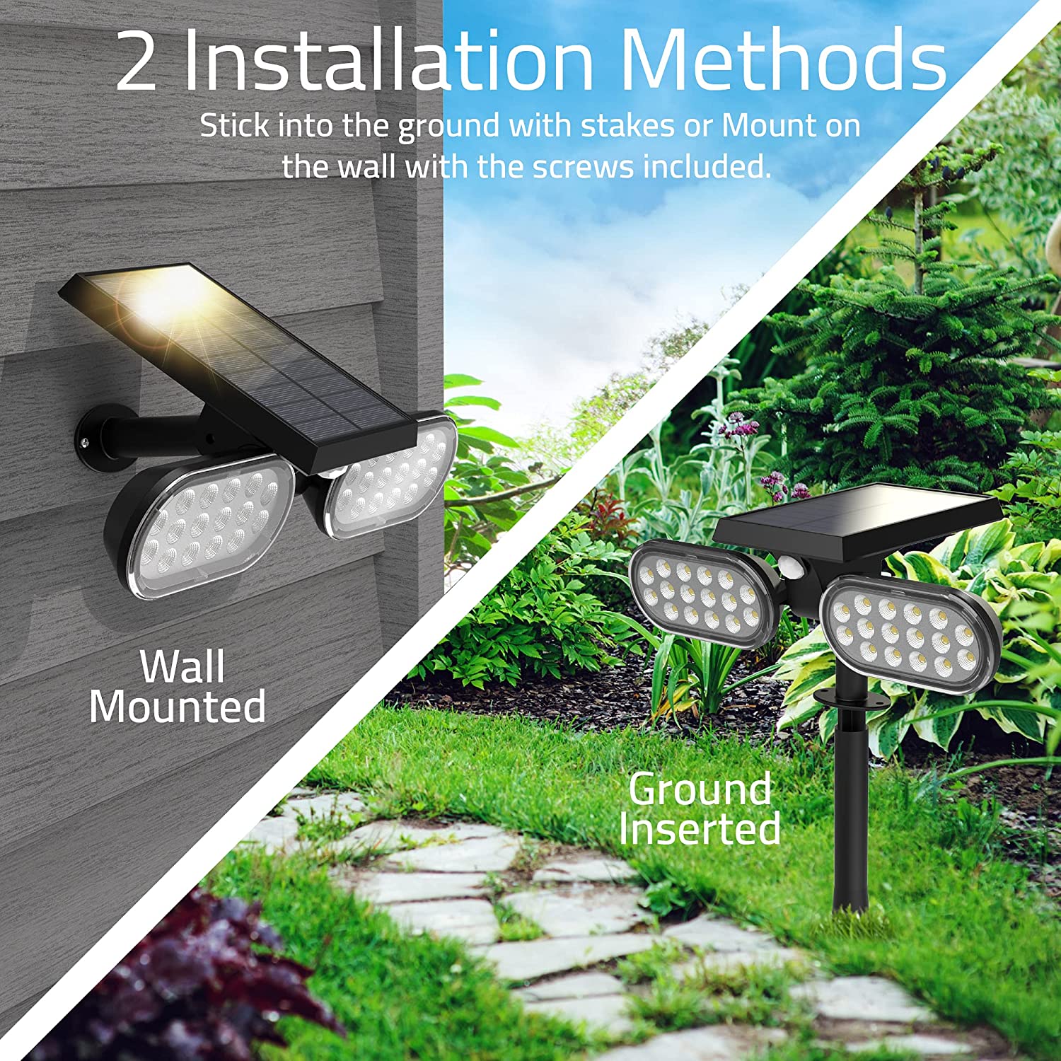 Outdoor 32 LED Motion Sensor Spotlights IP65 Waterproof Solar Powered Garden Light