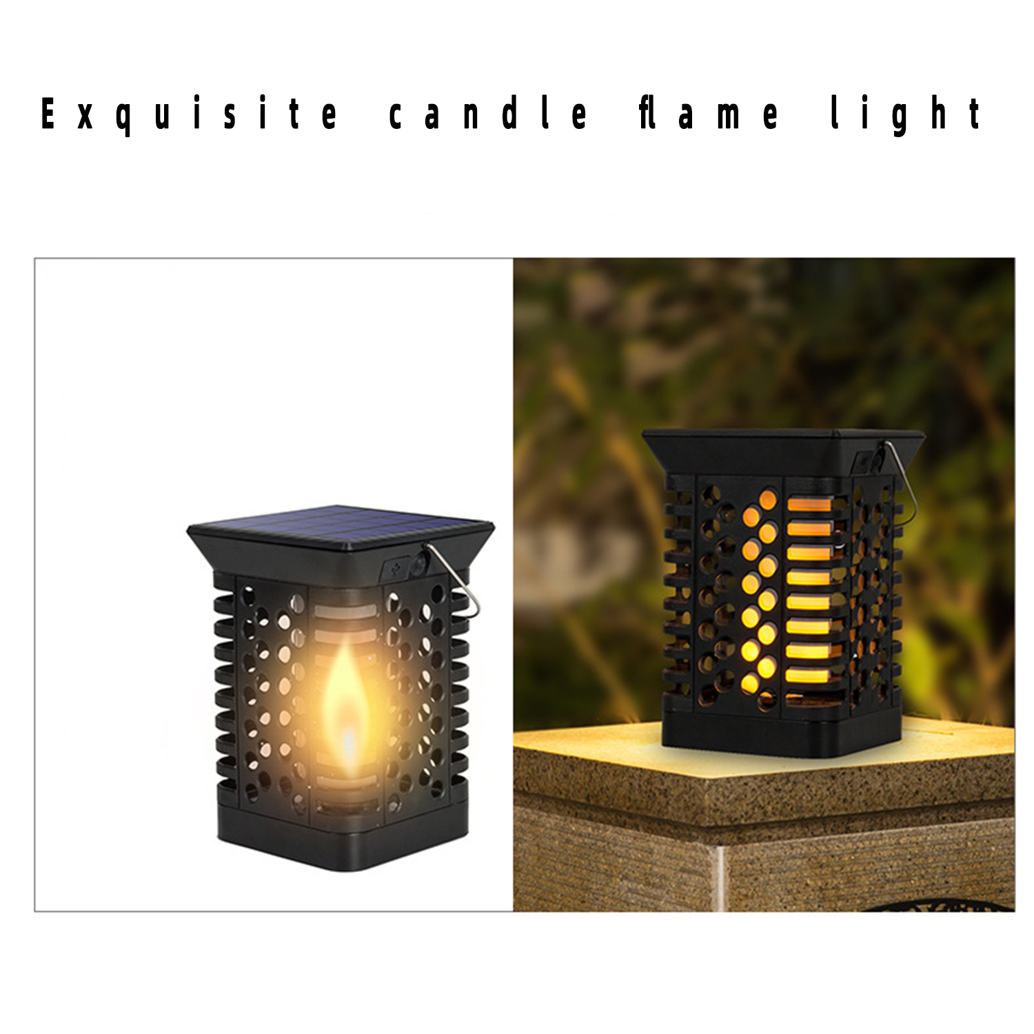 75 Led Flickering Flame Lights Garden Decor Solar Powered Outdoor Lantern Light