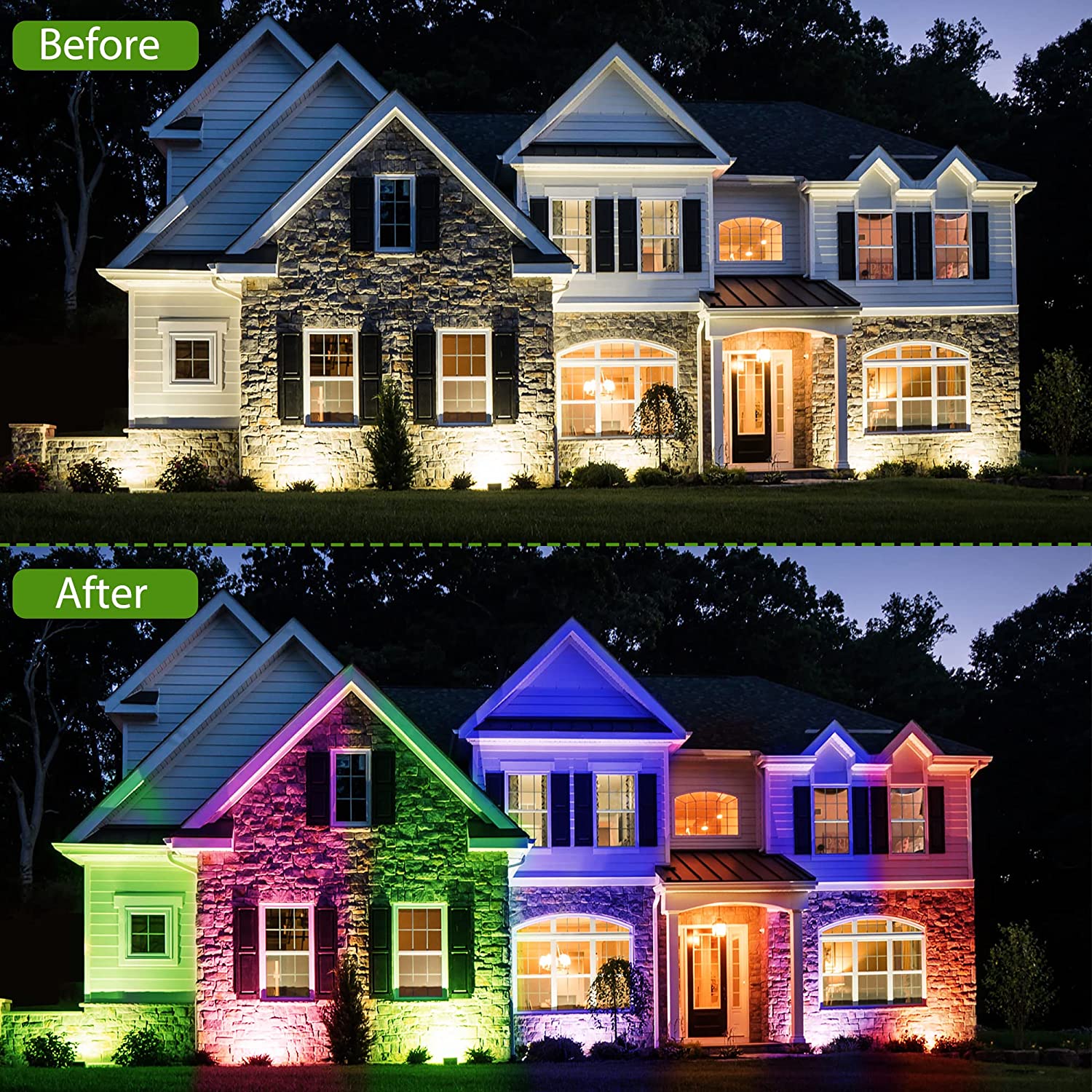 RGB 6 Color 10 LED Solar Lights IP 65 Waterproof Landscape Garden Light