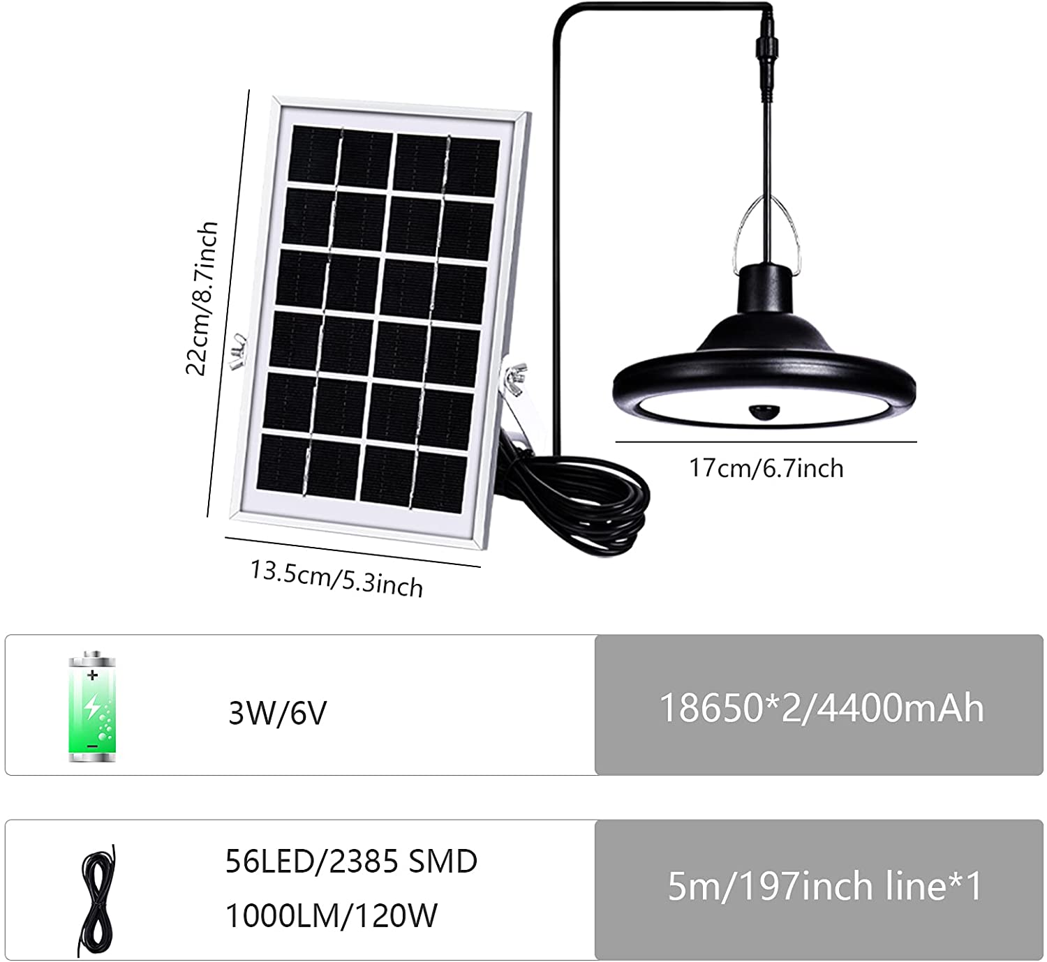 Indoor Outdoor LED Hanging Lamp Solar Motion Sensor Ceiling Shed Light Factory