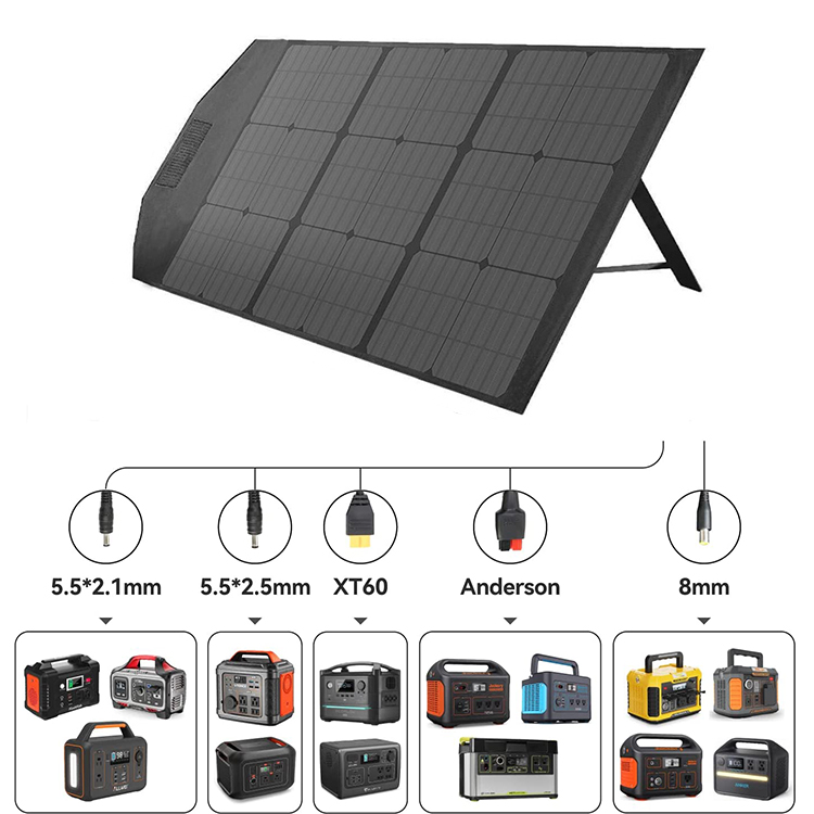 18V 80W Foldable Solar Charger Outdoor Portable Solar Panel Kit For Generator Power Station Phones Laptops Tablet Camping RV