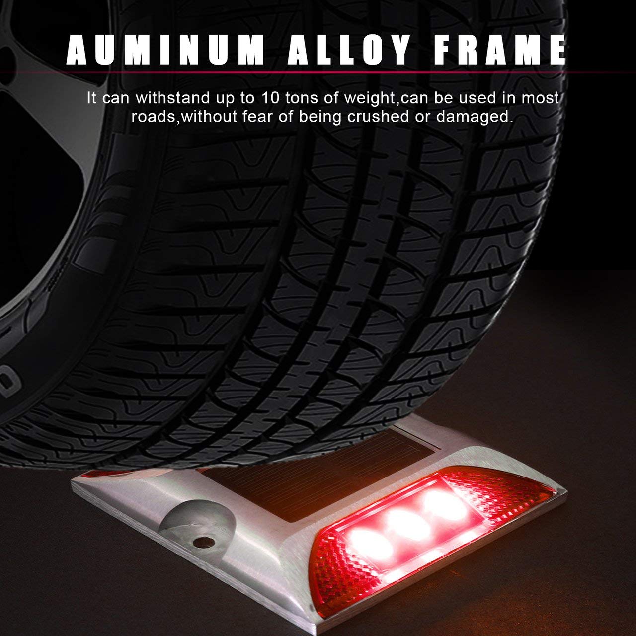 Reflective Aluminum Raised Pavement Warning Light 6 LED Solar Road Stud Marker