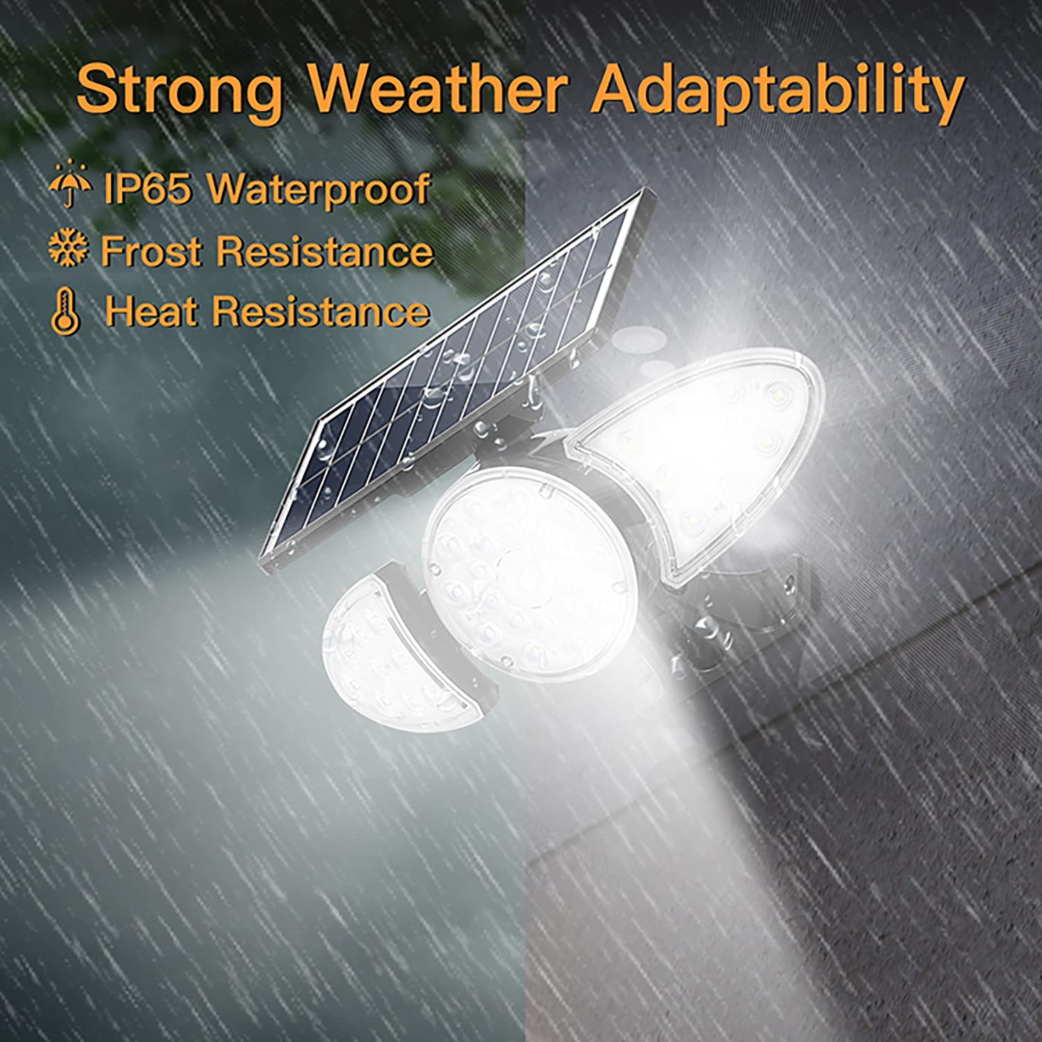 Three Heads Outdoor IP65 Waterproof Security Lights Solar Power Wireless 38 LED Flood Light