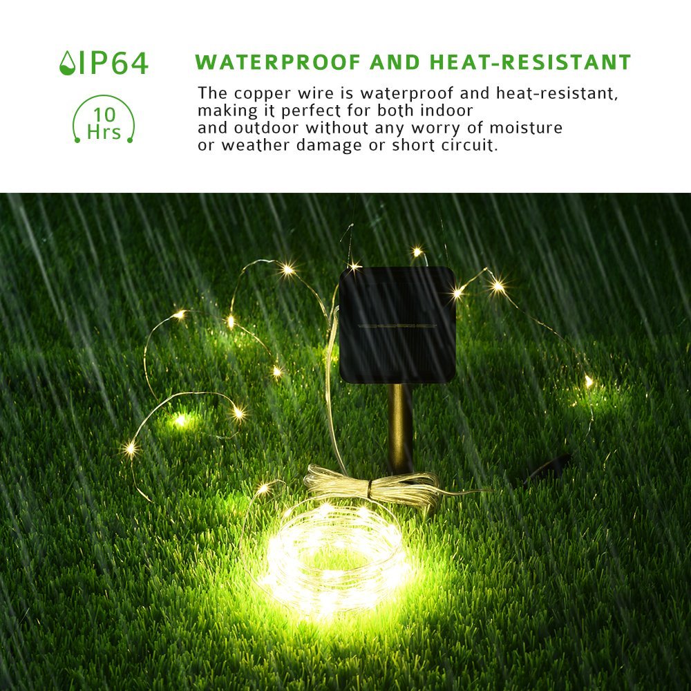 100 LED Copper Wire Waterproof 8 Modes Fairy Holiday Lighting Solar String Lights Outdoor
