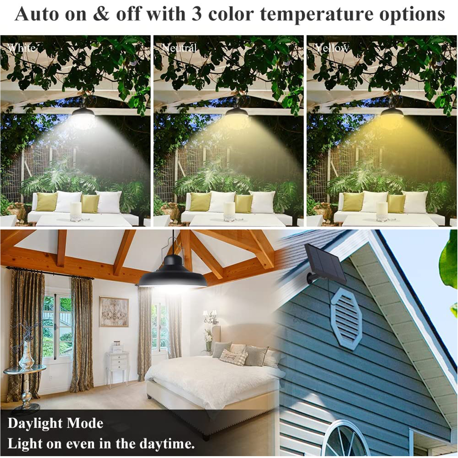Indoor/Outdoor Hanging Lantern Lamp Solar Power Pendant Shed Light with Remote Control