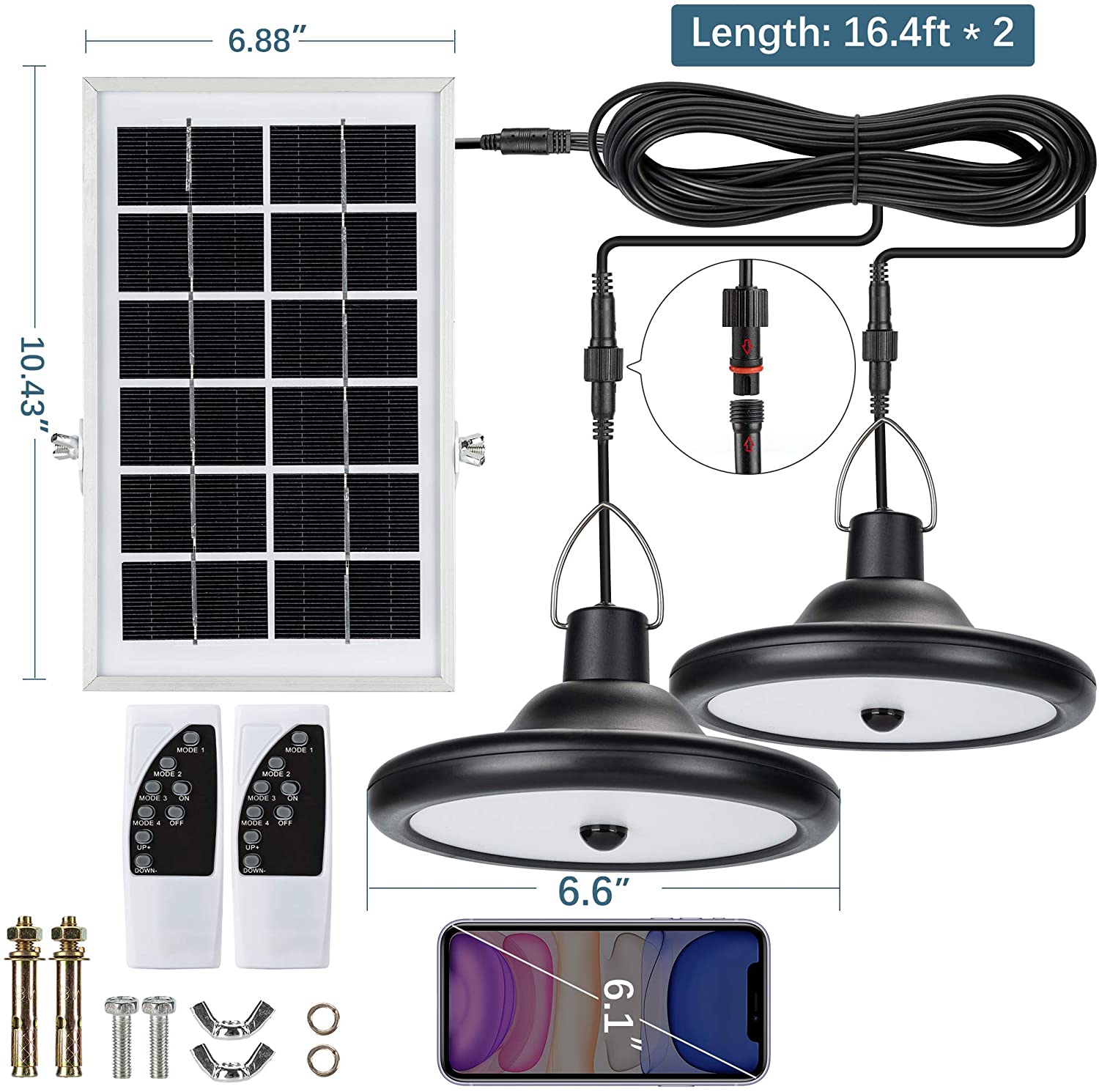Waterproof 112 LED Indoor Outdoor Pendant Lighting Dual Head Solar Hanging Shed Lights Factory