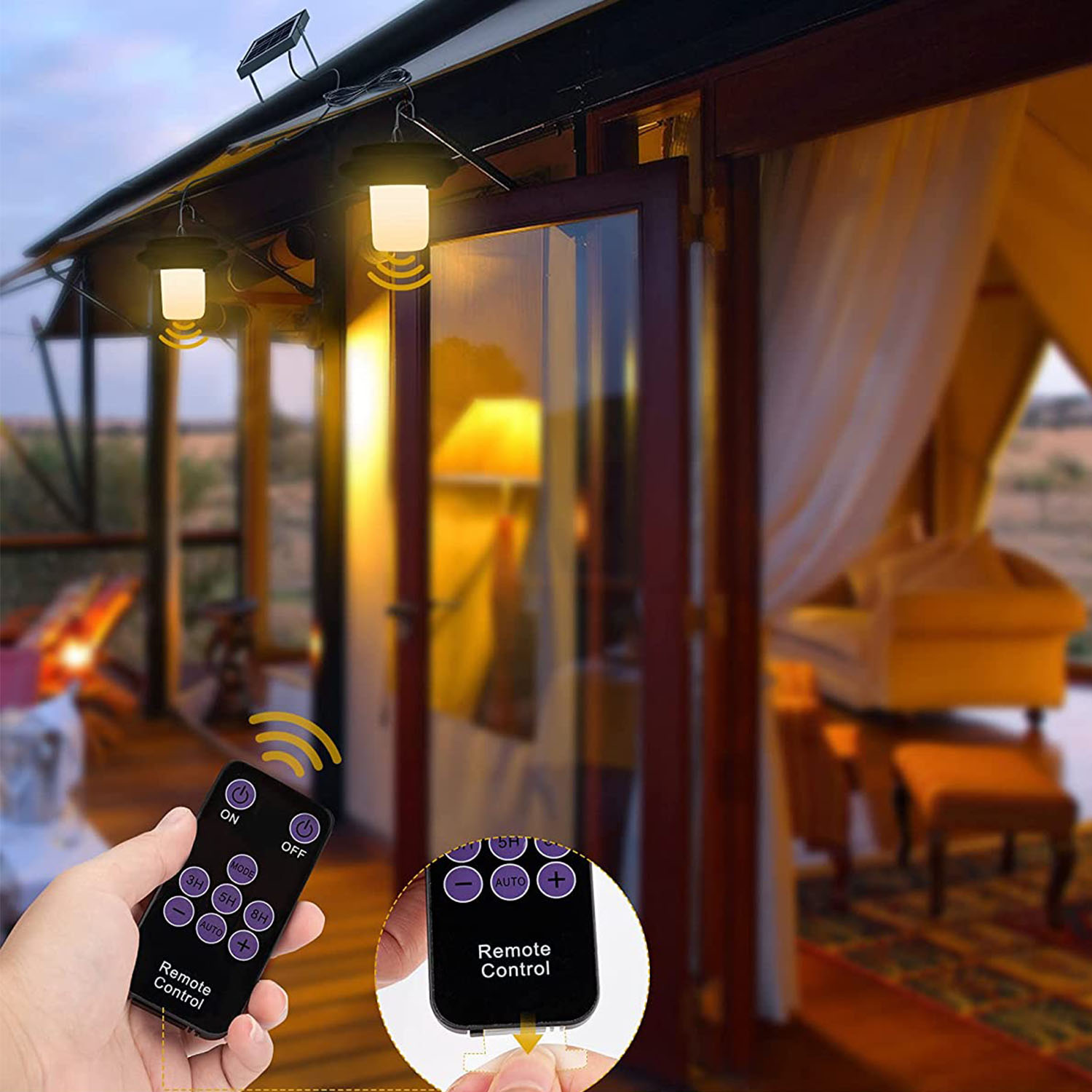 Solar Powered Pendant Light Outdoor LED Shed Hanging Lights with Remote Control Manufacturer