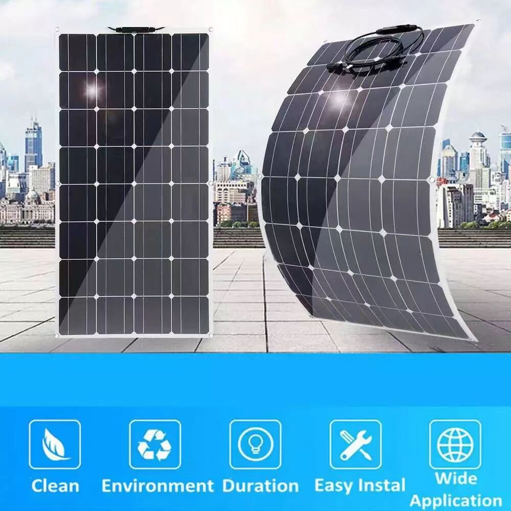 Waterproof Solar Panel Battery Charger 100W 12V Mono-crystalline Solar Power Bundle Kit with Charge Controller